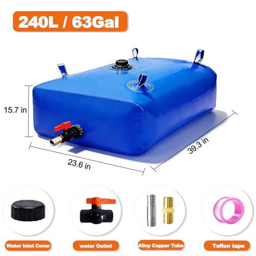 240L/63 Gal Water Bladder Tank, Foldable Portable Water - Image 3