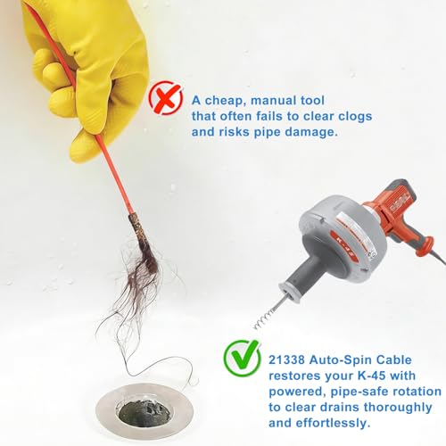 21338 Auto-Spin Replacement Cable for Ridgid - 1/4" x 30' - Image 5