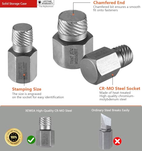XEWEA 13Pcs Screw Extractor Set Multi-Spline Easy Out Bolt - Image 4