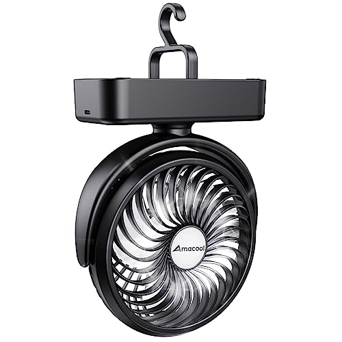 AMACOOL Portable Camping Fan with LED Lantern- 40H Work - Image 2