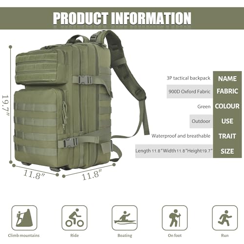 Createy 45L Military Tactical Backpack Large 3 Day Assault - Image 6