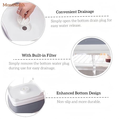 Collapsible Wash Basin 9L, Foldable Dish Tub with Drain Plug - Image 7