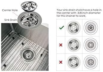 KANARY Stainless Steel Kitchen Sink Strainer Basket-Replacement for Standard Drains(3-1/2 Inch)-Ball-Lock Rubber Stopper (2-Pack, Stainless Steel)