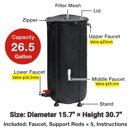 Japard 16 Inch Slim Rain Barrel Water Tank Collapsible - Image 4