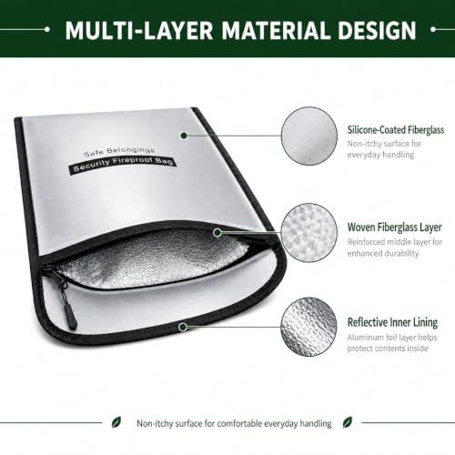 2 Size Fireproof Waterproof Document Money Bag, Important File - Image 6