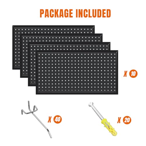 Jack Boss 48x24 Inch Metal Pegboard Wall Organizer, Black - Image 7