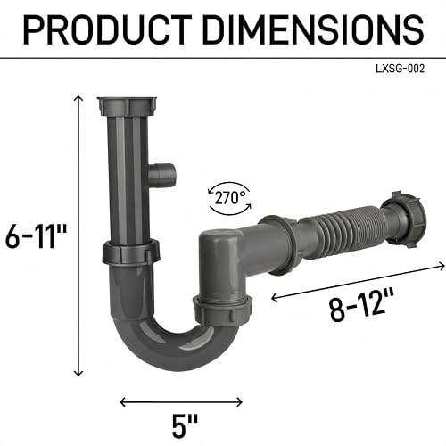 Universal 1-1/4 and 1-1/2 Inch P-Trap Sink Drain Kit - Image 3