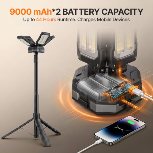 OGERY 2-Pack Rechargeable Camping Lights, Tripod Work Light - Image 6