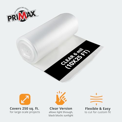 PRIMAX Opaque 6 Mil Plastic Sheeting Roll 10' x 25' Heavy Duty - Image 4