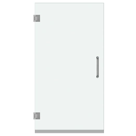 Fab Glass and Mirror Frameless Shower Door - 3/8" SGCC Tempered Safety Glass with SmartGuard Coating - Single Hinged Design - 28" x 75" Chrome Finish