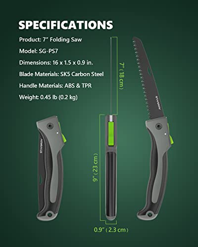 7 Inch Folding Hand Pruning Saw, Heavy Duty Foldable Camping Saw - Image 3