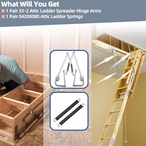 55-2 Attic Ladder Hinge Arms with Springs for Werner Attic - Image 7