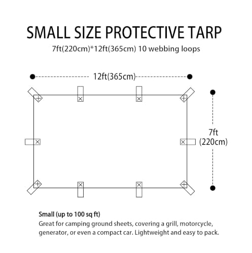 Accompagner Black Tarps Heavy Duty Waterproof 7x12ft, Thick Vinyl - Image 3