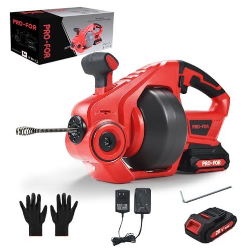 20V Cordless Electric Drain Snake, 25 ft Drain Auger Clog Remover - Image 2