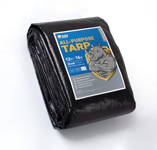 GUARD SHIELD Tarps Heavy Duty Waterproof 12x16 Feet Black Poly - Image 2
