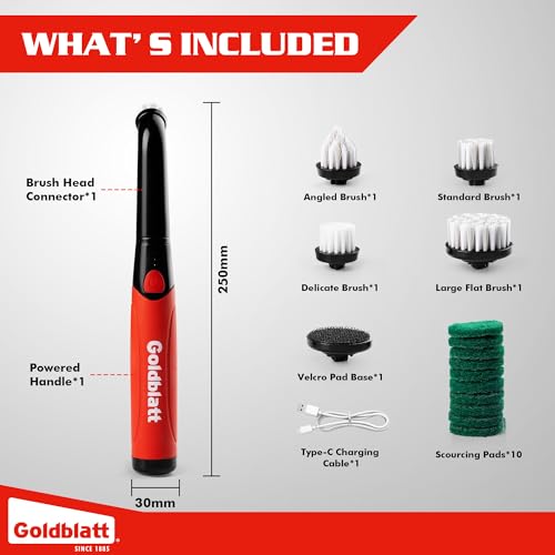 Goldblatt 18-Piece Cordless Electric Spin Scrubber, Waterproof - Image 3