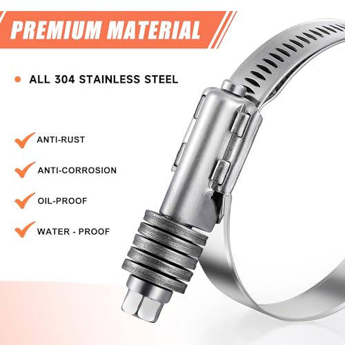 2 Pack Heavy Duty Worm Hose Clamp, Adjustable Range 2 | Hand Tools - Image 6