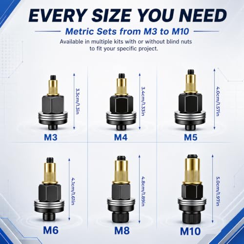 Carbon Steel Rivet Nut Tool Kit, Mandrel Head Set - Image 7