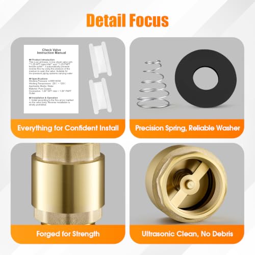 1-1/4" Brass Check Valve for Submersible Well Pump - Image 7