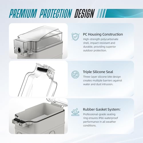 15A GFCI Outdoor Electrical Outlet Box, Hilictokt IP66 | Hand Tools - Image 7