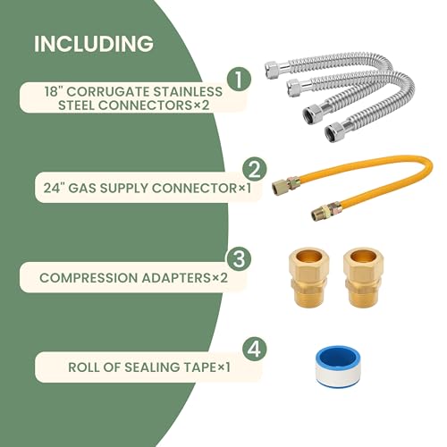 Gas Water Heater Installation Kit – 2 x 18" Corrugated Stainless - Image 3