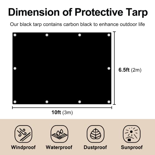 UCINNOVATE Heavy Duty 14Mil Waterproof Poly Tarp 6.5x10FT - Image 3
