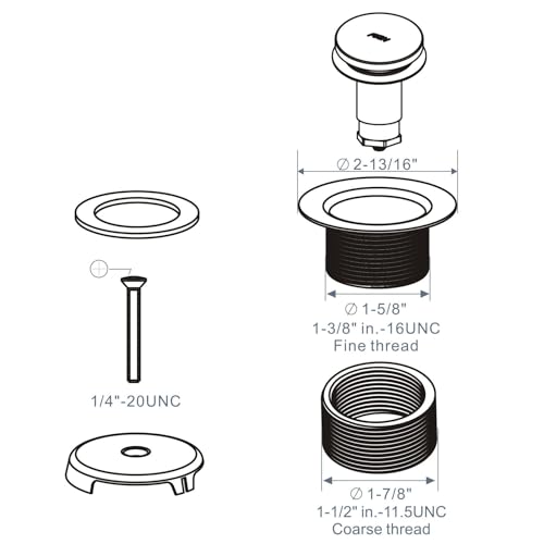 Chrome Tip Toe Tub Drain Kit, 1-Hole Overflow Faceplate - Image 6