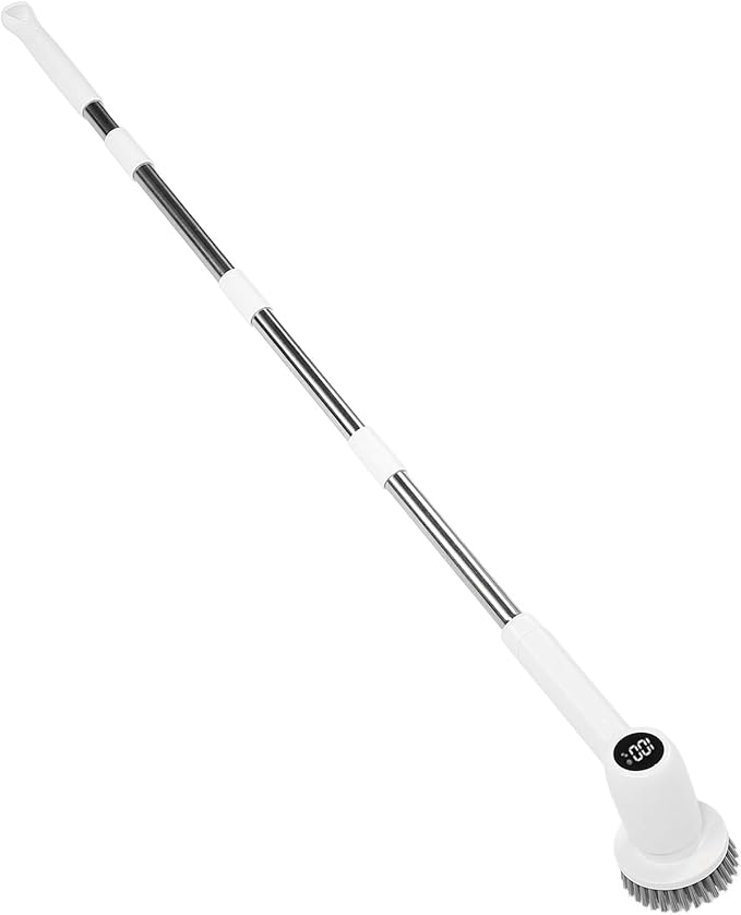 Electric Rotating Scrubber, Electric Cleaning Brush with Detachable Long Handle, Power Shower Scrubber, Multifunctional Cordless Electric Cleaning Brush for Bathroom