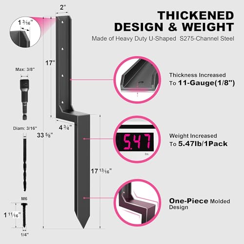IRONBABE 33.62" Fence Post Repair Kit, Fix Leaning 4x4/6x6 - Image 3