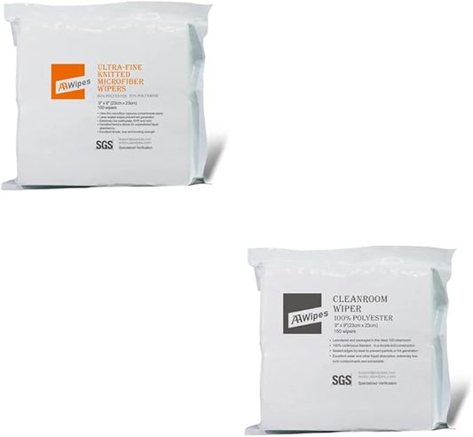 AAwipes Knitted Microfiber Cleanroom Wipers 9"x9" Ultrafine and Polyester Cloths