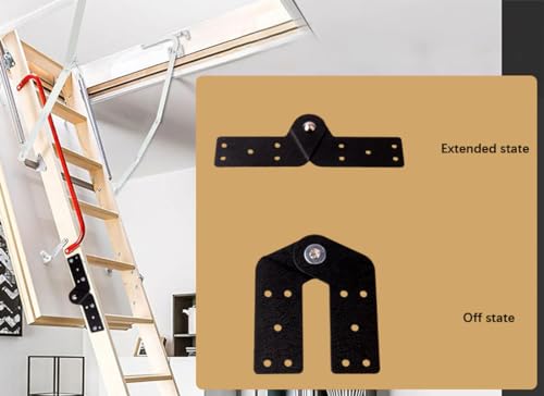 Attic Ladder Hinge Pull Down Stair Parts, 2 Pcs, Black - Image 7
