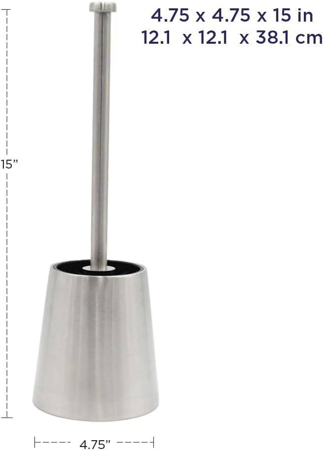 Toilet Brush and Holder, 304 Stainless Steel, Fingerprint-Proof, Rust Resistant, Toilet Bowl Brush for Bathroom Toilet - Ergonomic, Pratical Durable - 2 Pack