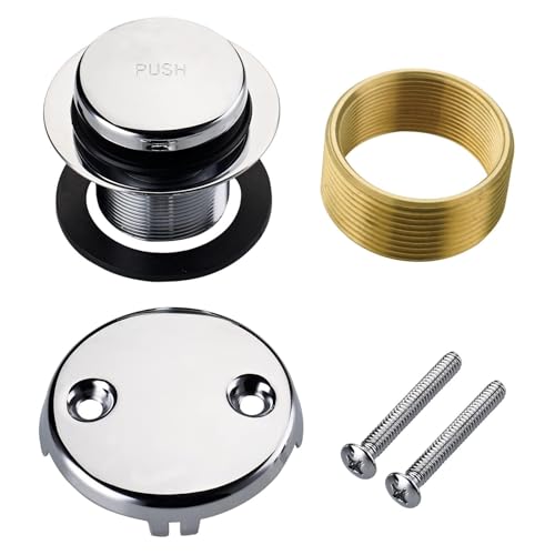 Chrome Tub Drain Bathtub Drain Kit,Tip Toe with 2 Hole Overflow - Image 2