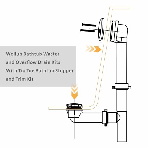 Matte Black Tub Drain Kit Bathtub Drain,Tip Toe Bath Waste - Image 5