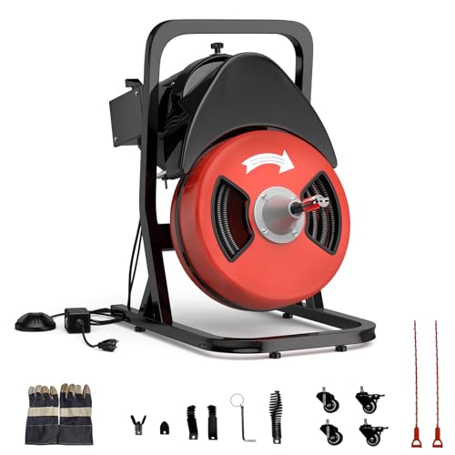 50FT 450W Electric Drain Snake Auger with Auto-Feed for 1"-4" - Image 7