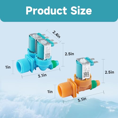 2 Pack Washer Water Inlet Valve Hot and Cold Compatible - Image 3