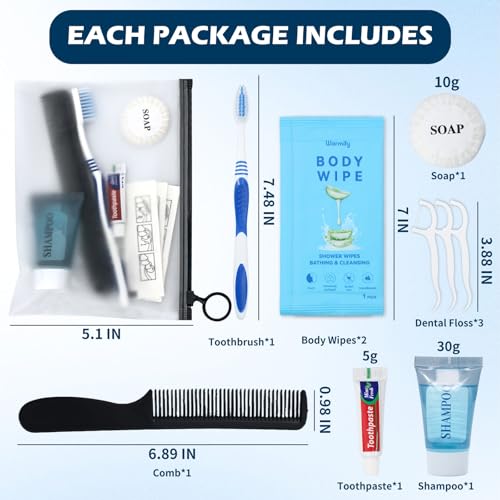5 Pack Hygiene Kits for Homeless, 7-in-1 Individual Toiletry Kits - Image 3