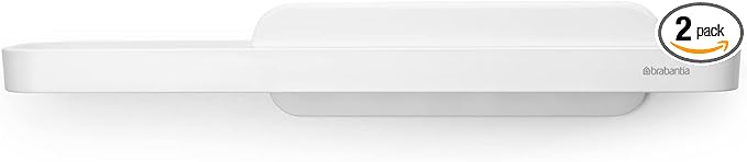 Brabantia MindSet Wall-Mounted Shower Shelf & Squeegee (Mineral Fresh White) Shower Soap, Shampoo Holder + Glass Cleaner (2.9 x 16.5 x 3.5)