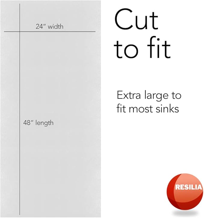 RESILIA Premium Under The Sink Mat- Large Universal Size, Cut to Fit Cabinets, Shelf & Drawer Liners, Thick Plastic Diamond Plate Surface, 24 x 48 inches, Pure White, Made in The USA