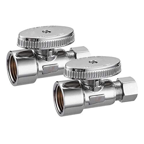 2 Pack Brass 1/2 Inch FIP x 3/8 Inch OD Compression Quarter Turn - Image 2