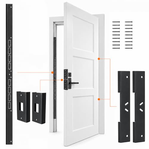5-Piece Door Reinforcement Kit, 46" Steel Anti Kick-in Set, Black - Image 2