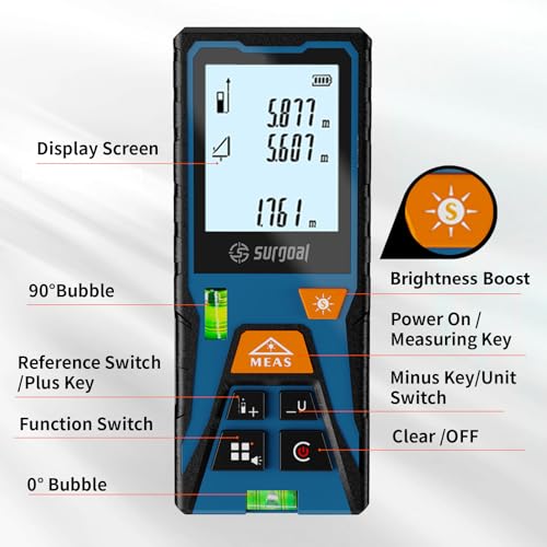 Laser Distance Measure Backlit LCD with Bubble Levels - Image 6