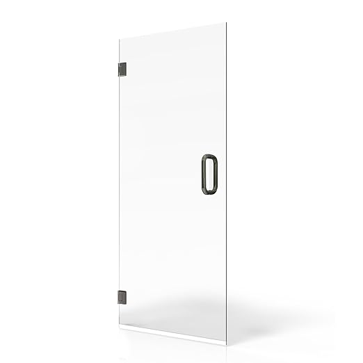 Fab Glass and Mirror Frameless Shower Door - 3/8" SGCC Tempered Safety Glass with SmartGuard Coating - Single Hinged Design - 30" X 80" Brushed Nickel Finish