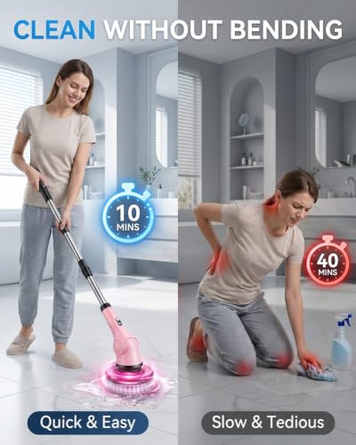 Electric Spin Scrubber, 3-Speed Shower Scrubber with Long - Image 4