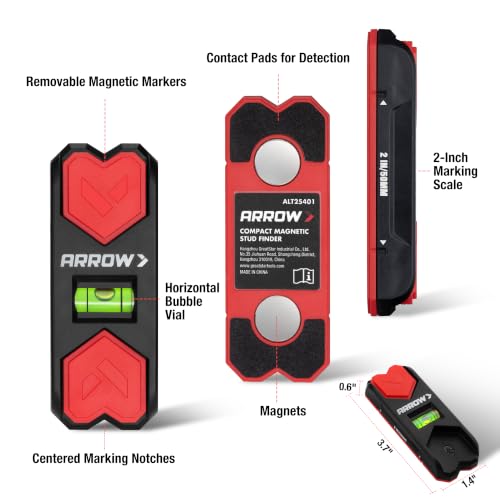 ARROW Magnetic Stud Finder and Level, 2 Removable Magnetic - Image 3