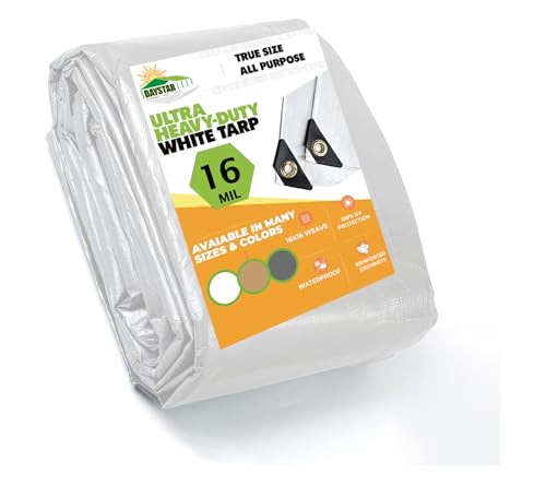 16 MIL Thick Ultra Heavy Duty White Tarp 8' x 8' (True Size) 3ply - Image 2