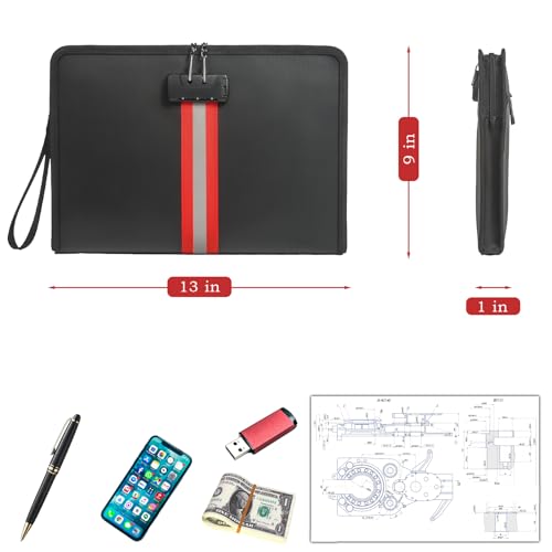Fireproof Document Bag with Lock, Waterproof Zipper - Image 4