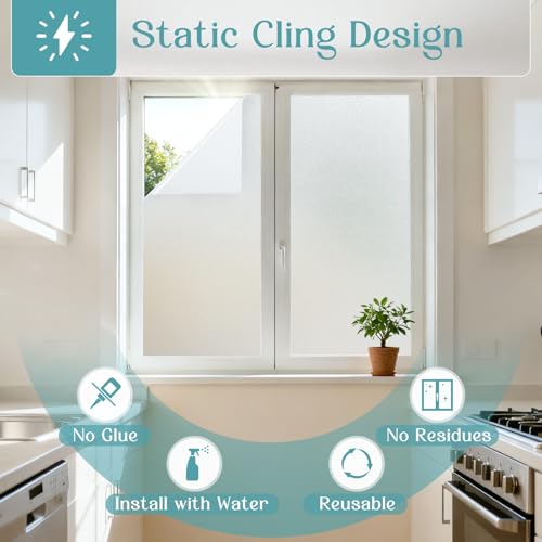Haton Frosted Window Privacy Film with Tools, Static Cling - Image 6