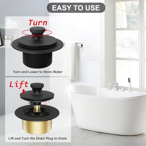 Bathtub Drain and Overflow Kit with Bath Tub Drain Stopper Matte - Image 6