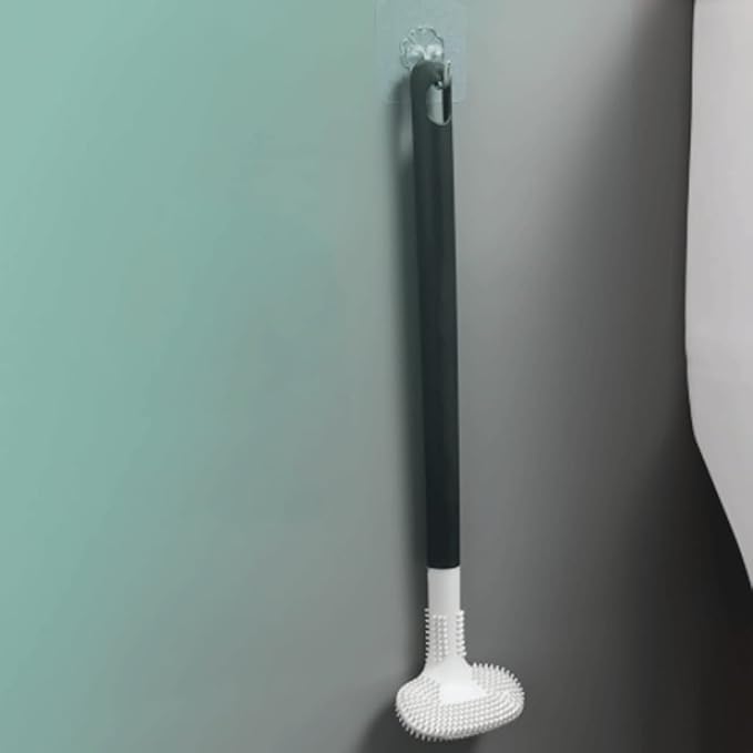 Soft Wall Mounted Toilet Brush Silicone Bristles Toilet Bowl Brush Compact Size Toilet Cleaner Brush with Hook Bathroom Set Reusable